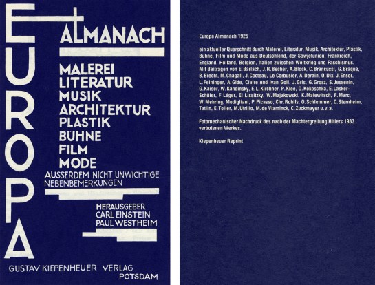 Front and back cover of the Europa Almanach of 1925